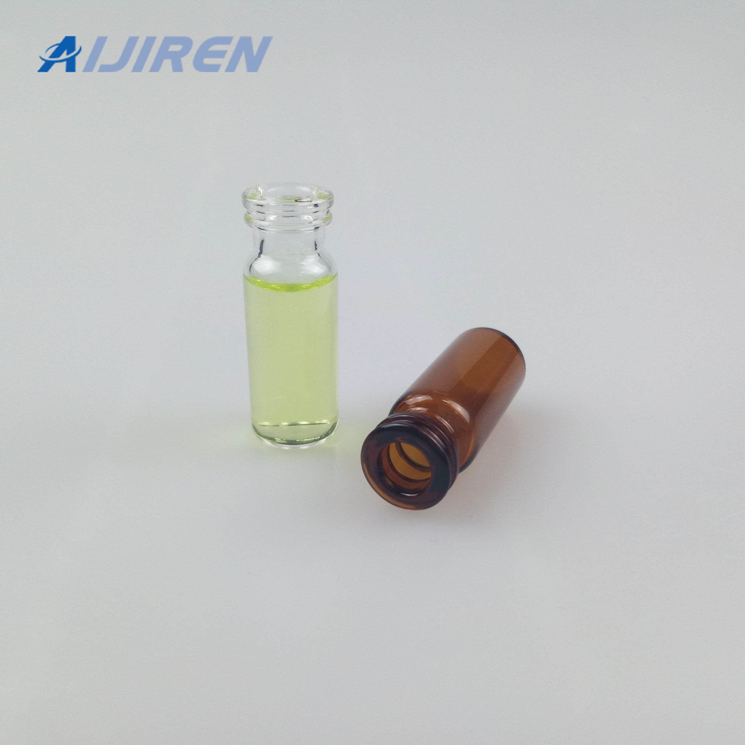 Amber and Clear Glass Vial with Label Area