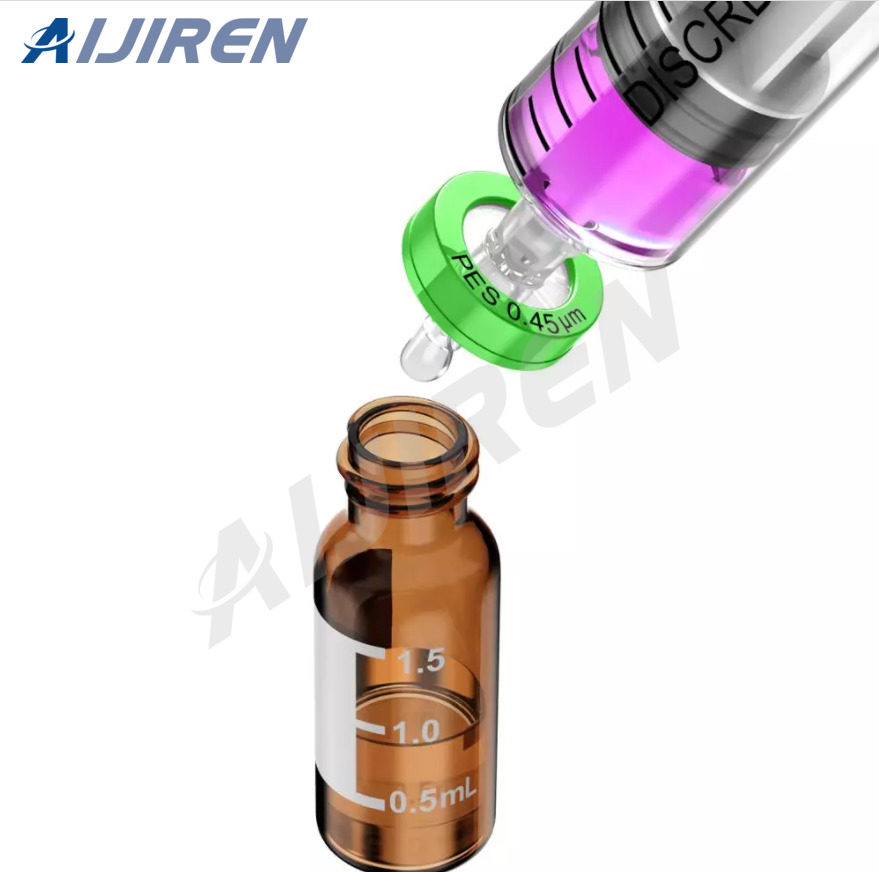 Vial con espacio de cabeza de 20 ml, filtro de jeringa de nailon de 0,22 y 13 mm