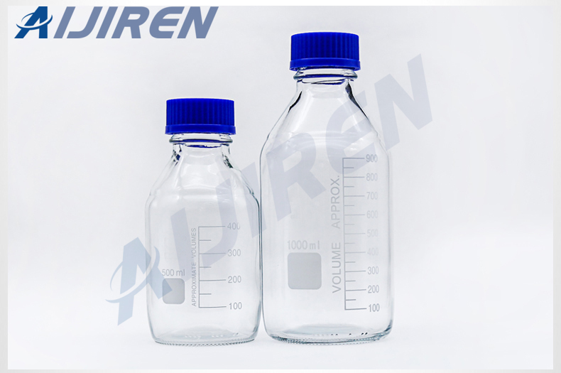 Clear Glass Reagent Bottle With Blue Cap