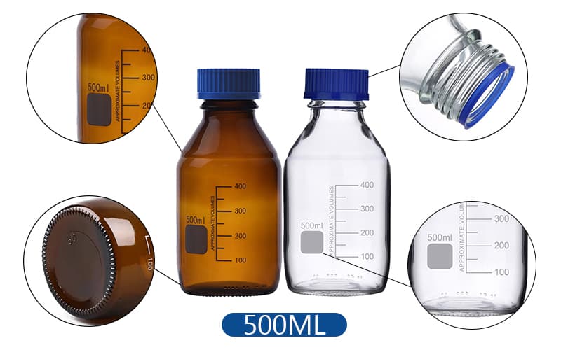 500ml Glass Media Bottle with GL45 Screw Cap