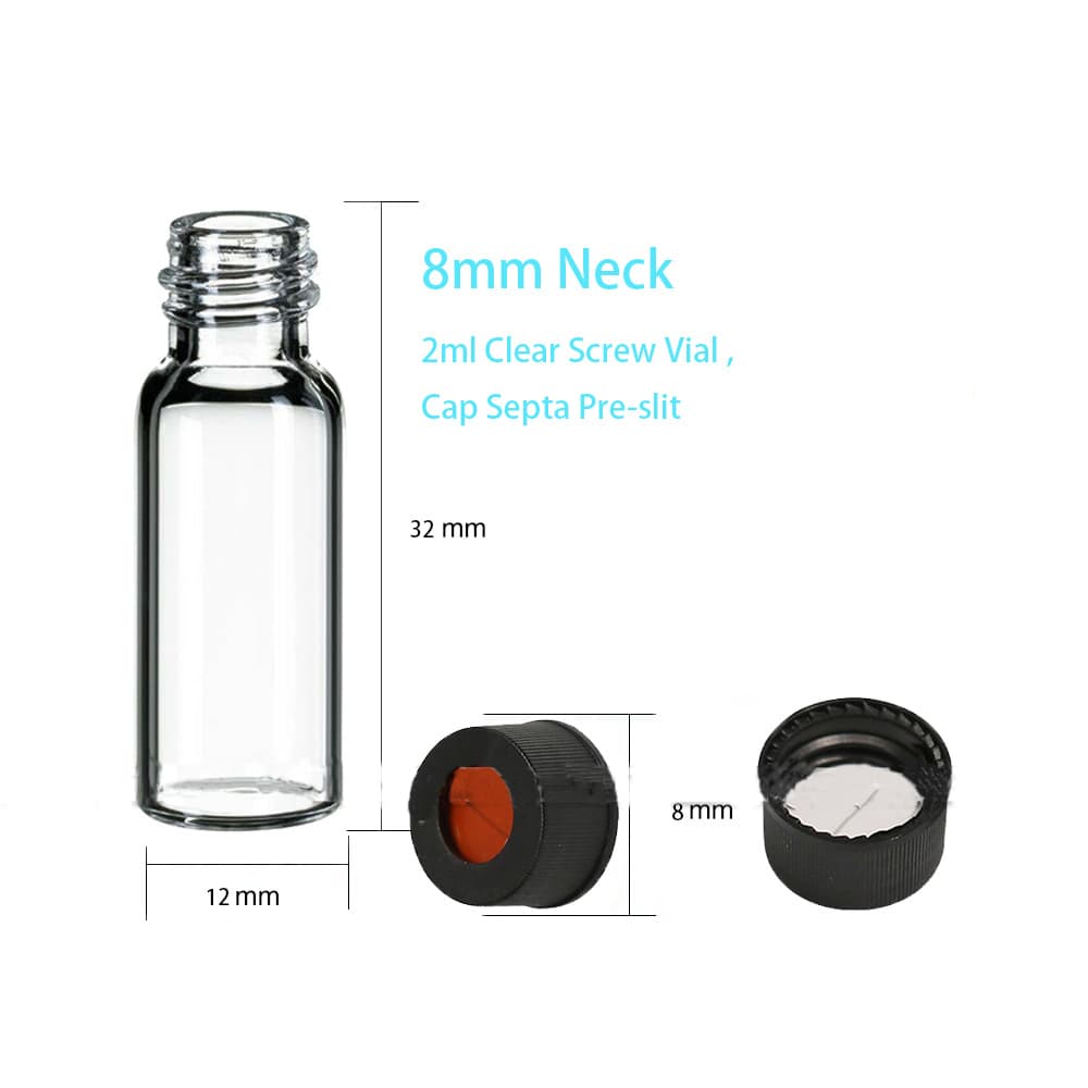 2ml Screw Vial 8mm Neck, 12*32mm, Screw Cap, Pre-slit Septa