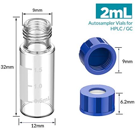 20ml headspace vial9mm Autosampler Vials with Caps & Pre-slit Septum