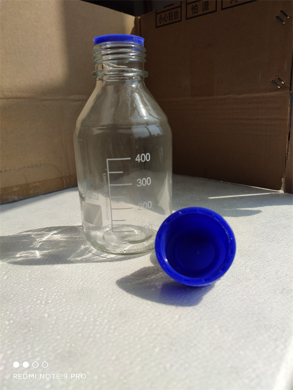Glass Media Bottle, Clear, 500ml with GL45 Screw Cap
