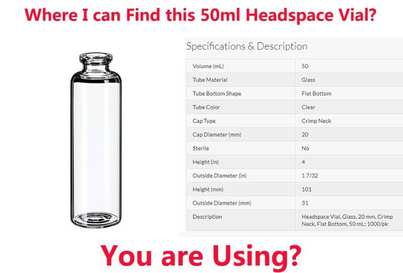 Frasco de headspace de 20mlSpme Vials \/ Headspace Vials