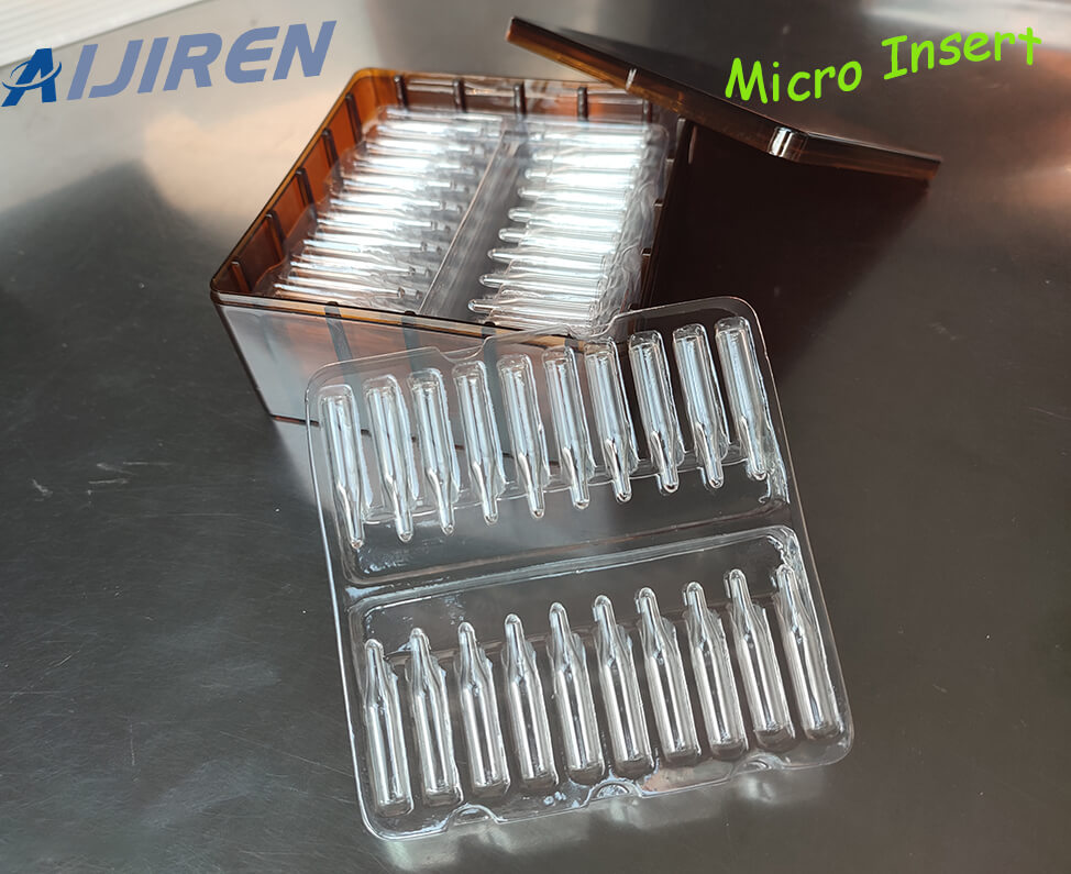 Vial con espacio de cabeza de 20 ml9-425 Tapa con rosca Viales de vidrio de borosilicato de 300 uL Microvial HPLC inserto integrado con etiqueta