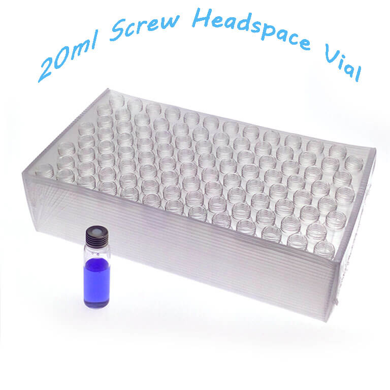 Flacon Headspace de 20 mlFlacon Headspace de 20 ml à vis de précision en verre avec bouchon en caoutchouc