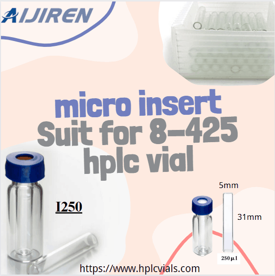 20ml headspace vial5x31mm hplc vial use 250ul clear glass insert with flat bottom for lab use