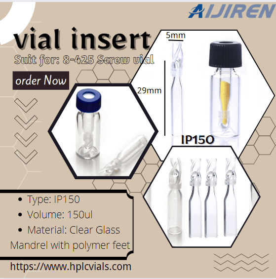 Micro-insert 150ul, flacon d'espace libre de 20ml, pour flacons à fil de chromatographie de 1.5\/2ml, 8 à 425, avec pieds en polymère