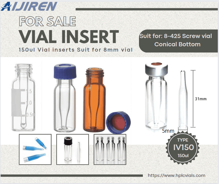 Vial con espacio de cabeza de 20 ml9-425 Tapa con rosca Viales de vidrio de borosilicato de 300 uL Microvial HPLC inserto integrado con etiqueta