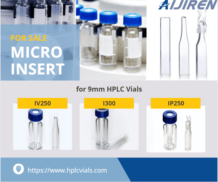 Vial con espacio de cabeza de 20 ml9-425 Tapa con rosca Viales de vidrio de borosilicato de 300 uL Microvial HPLC inserto integrado con etiqueta