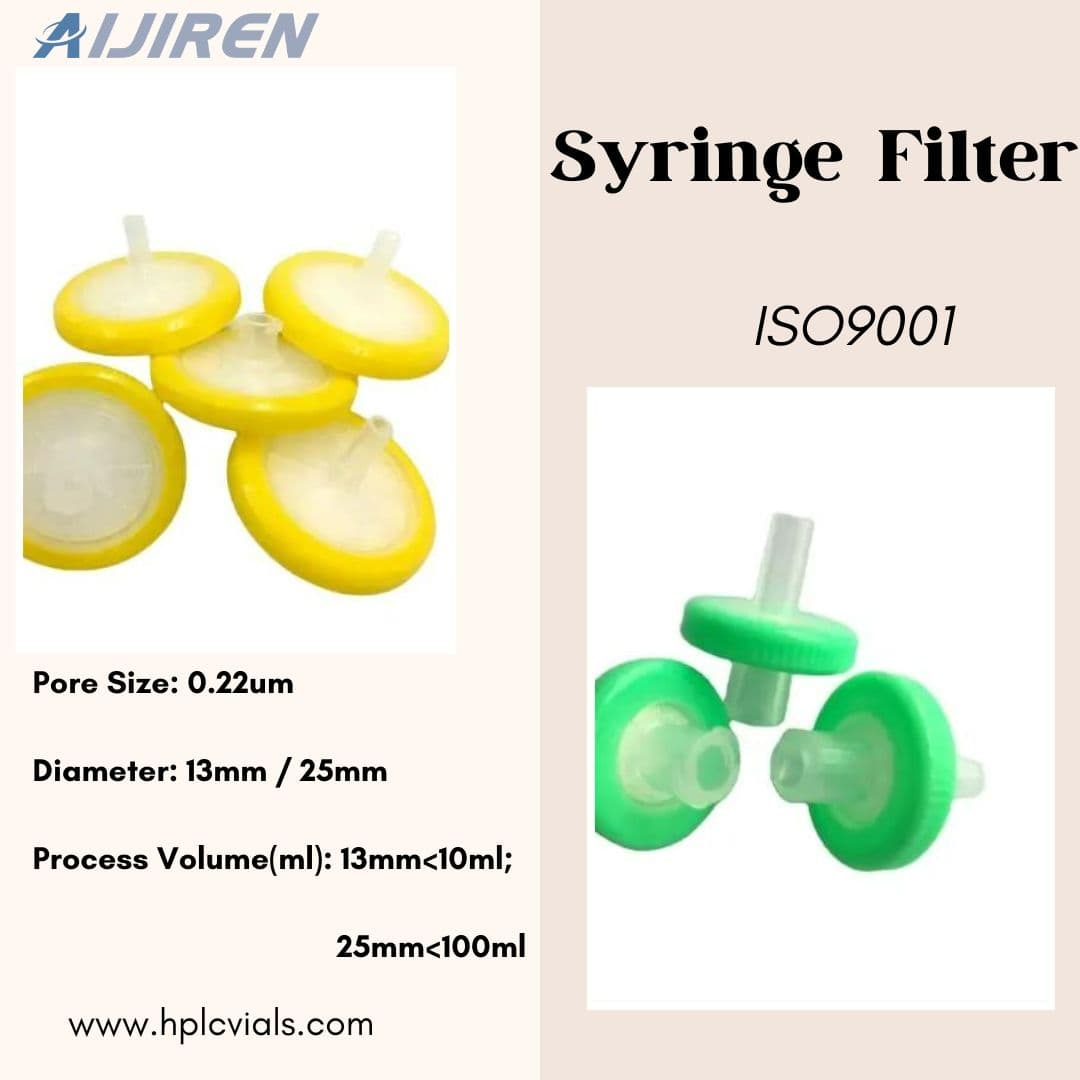 Filtro per siringa in PTFE da 13\/25 mm, 0,22 um per hplc