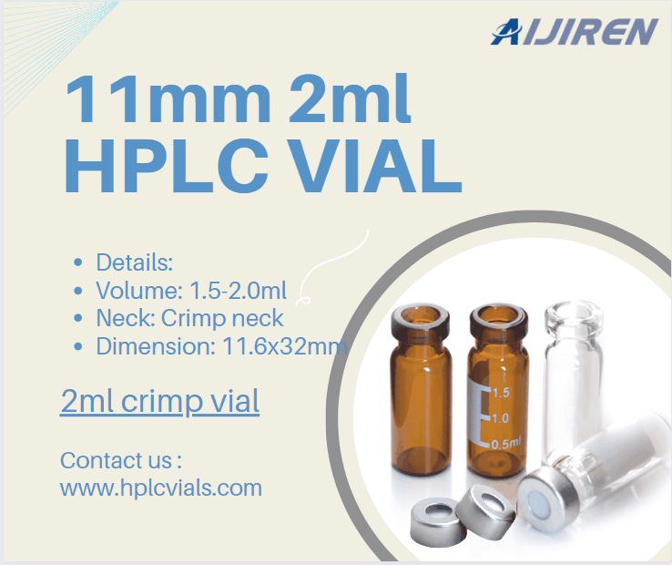 Vial de espacio de cabeza de 20 ml Vial de HPLC de engarce de vidrio de brosilicato de 1,5 ml y 11 mm a la venta