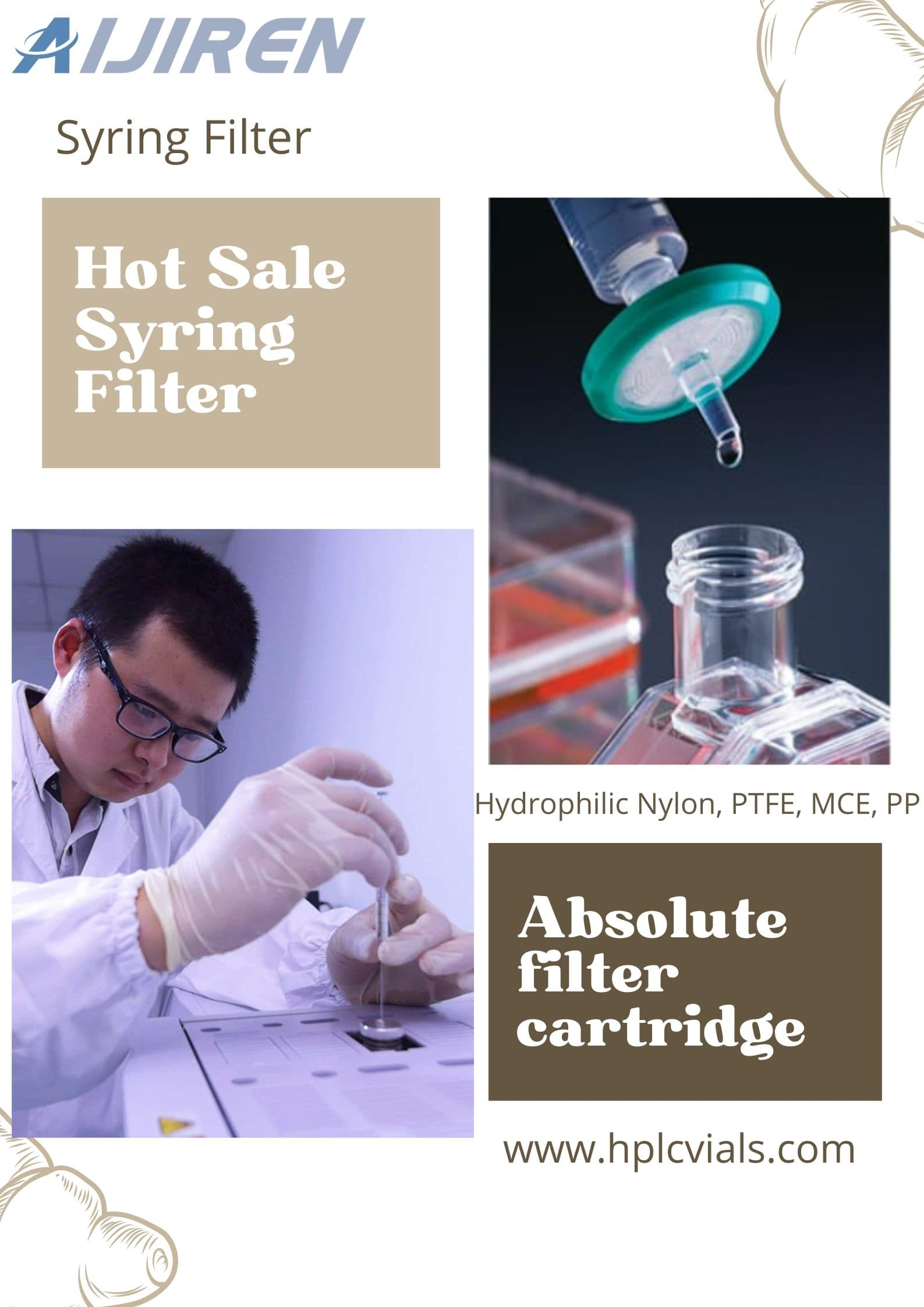 Disposable 13 mm 25 mm HPLC Syringe Filter 0.45 um chromatography supplier
