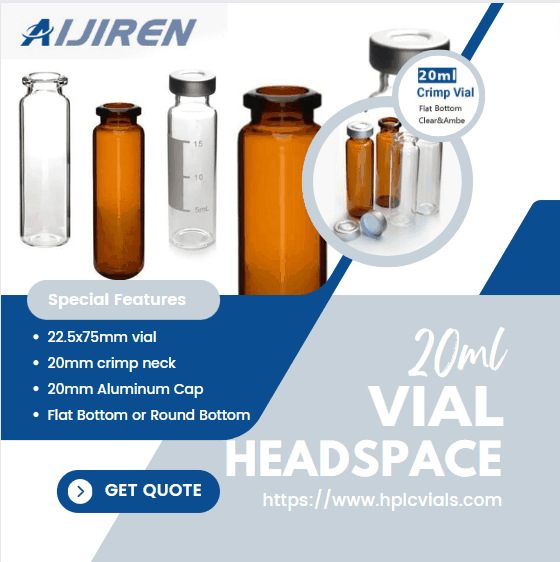 20ml headspace vial20mm 20ml Top Headspace Vial, Clear Glass, Crimp Neck