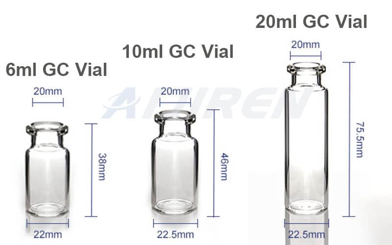 Vial con espacio de cabeza de 20 ml Vial con espacio de cabeza con tapa engarzada de 20 ml y 20 mm ND20