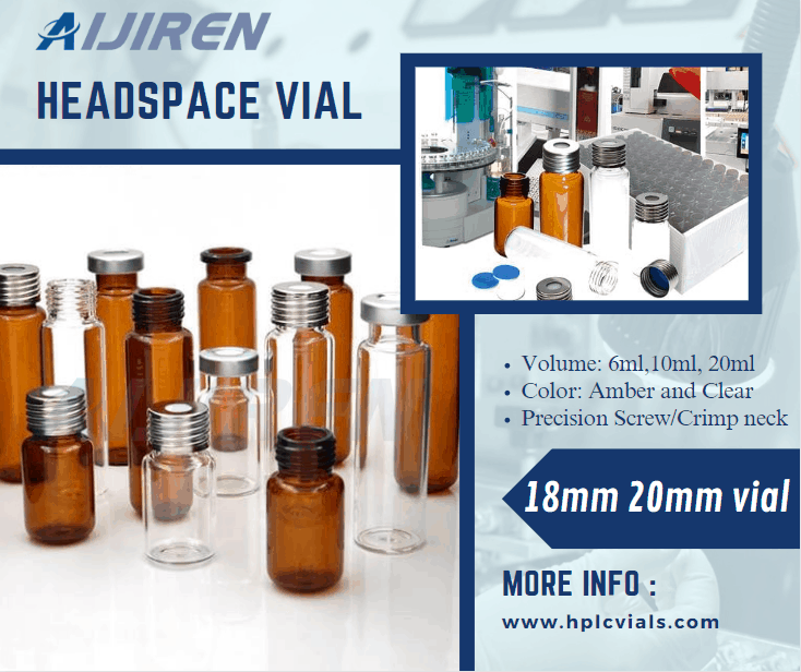 Flacon d'espace de tête de 20 ml, bouchons à sertir en aluminium de 10 ml avec flacon d'espace de tête pour SHIMADZU