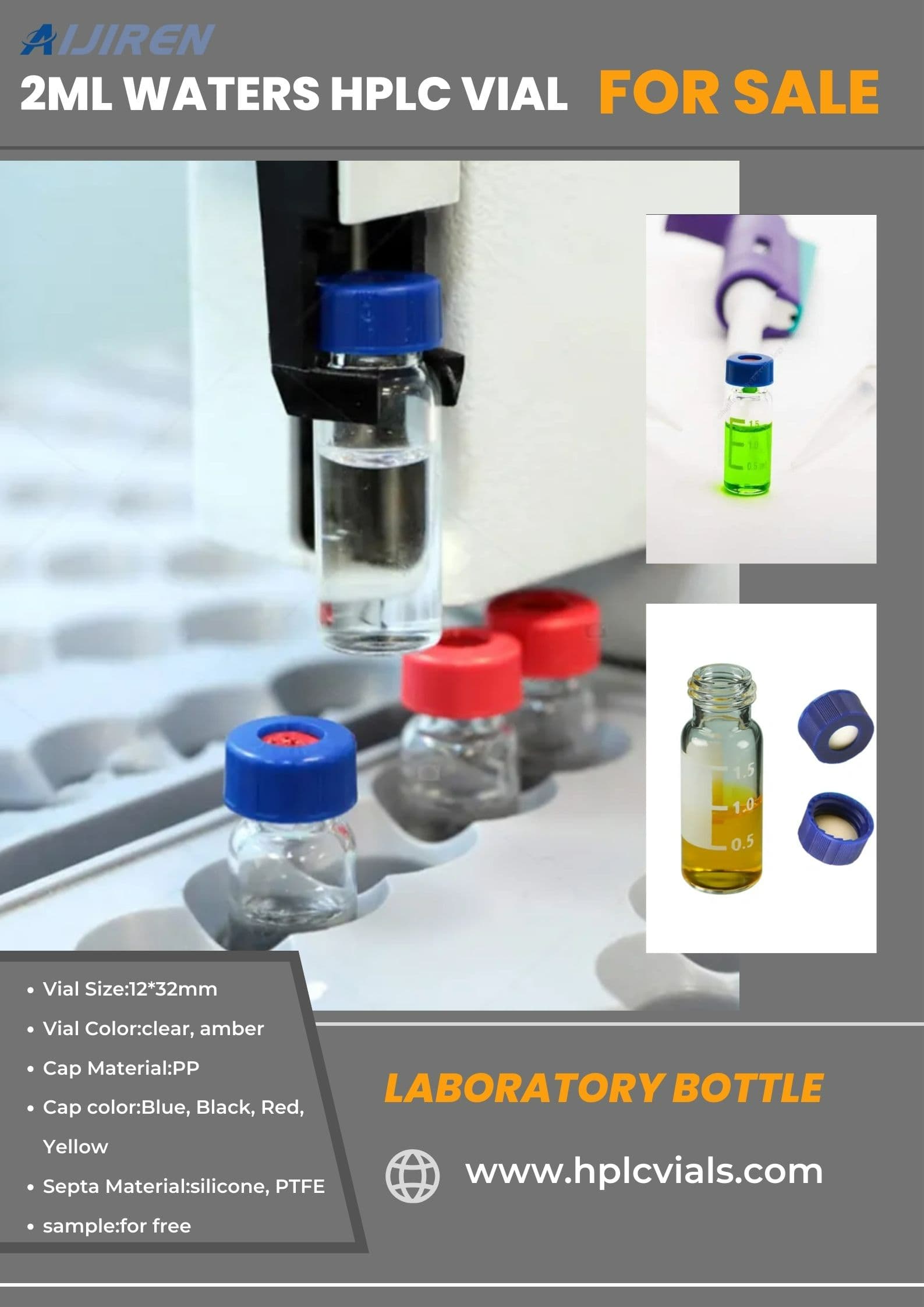 9-425 glass vial 2ml Waters HPLC Chromatography Vial