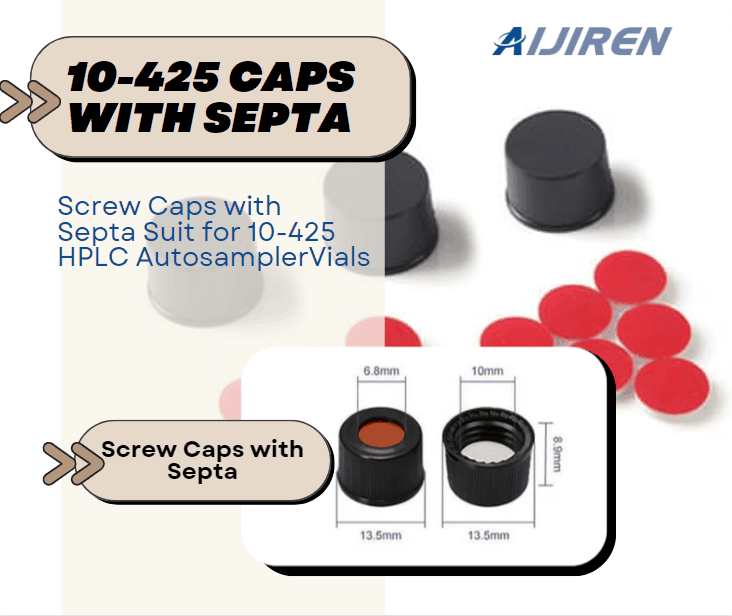 Caps with PTFE Septa for 10-425 Screw autosampler Vials