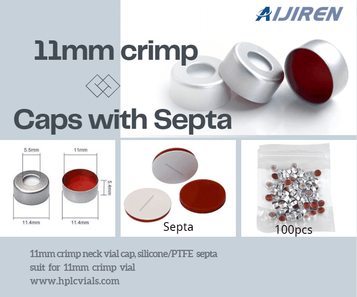 11mm Crimp Caps with Septa for 11mm Hplc vial