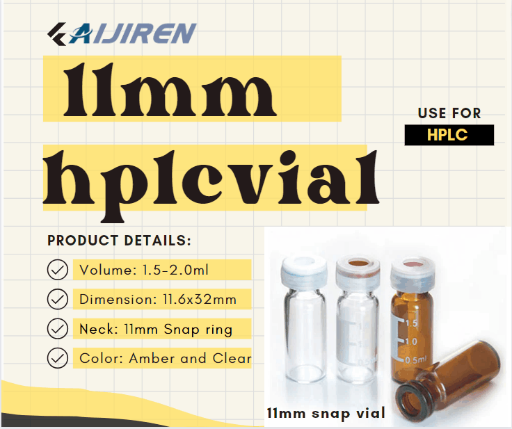 Vial con espacio de cabeza de 20 ml Vial HPLC Snap de 2 ml y 11 mm de Aijiren en stock