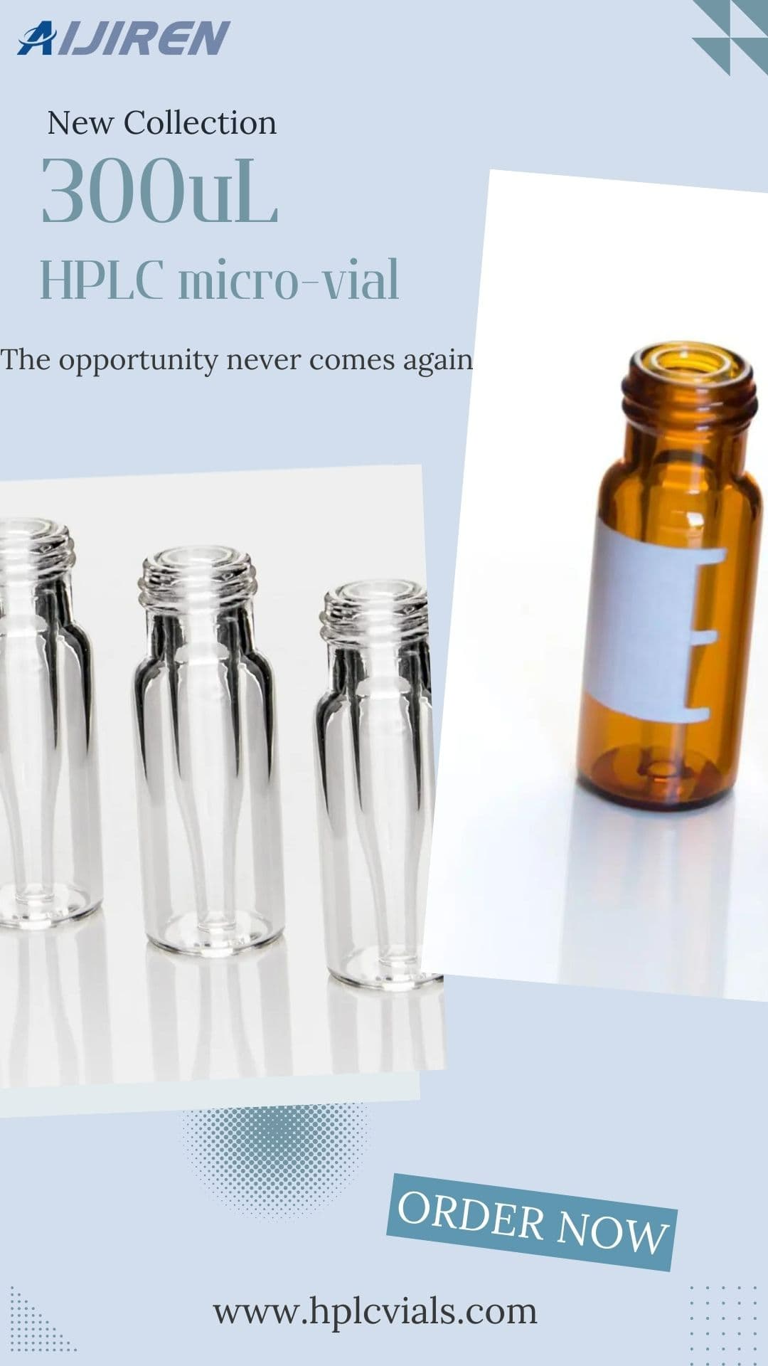 9-425 Screw thread Cap 300uL borosilicate glass vials HPLC micro-vial integrated insert with label