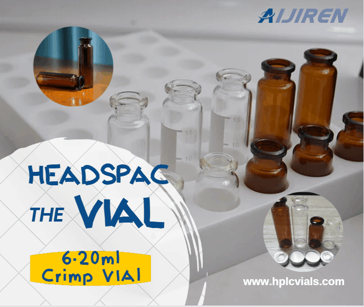 Vial con espacio de cabeza de 20 ml. Vial con espacio de cabeza para GC de vidrio de borosilicato de 6 ml, 10 ml y 20 ml.