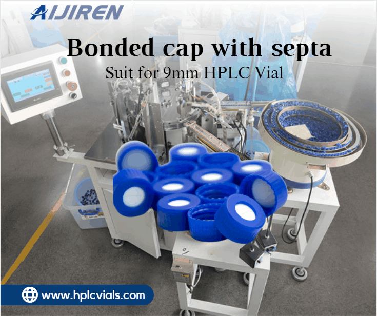 9mm Bonded cap with septa for 9mm HPLC Vial