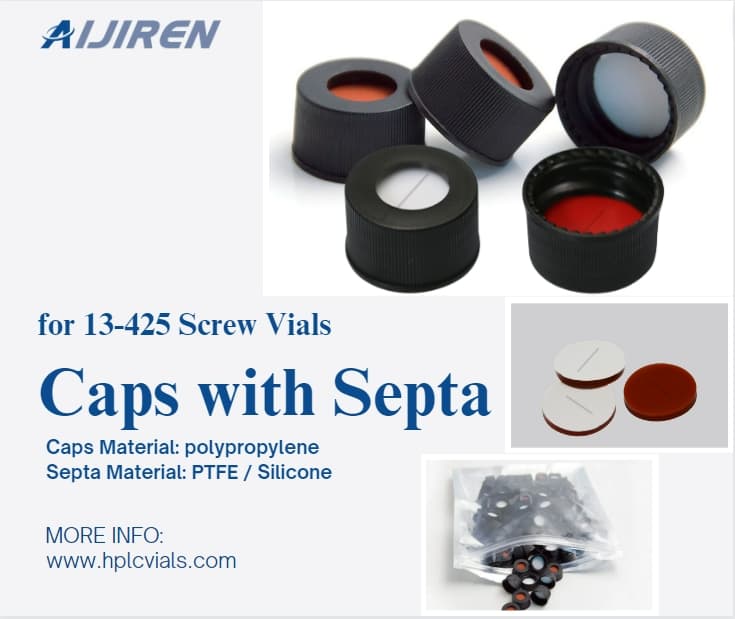 Caps with Septa for 4ml 13-425 Screw Vials for Lab Use