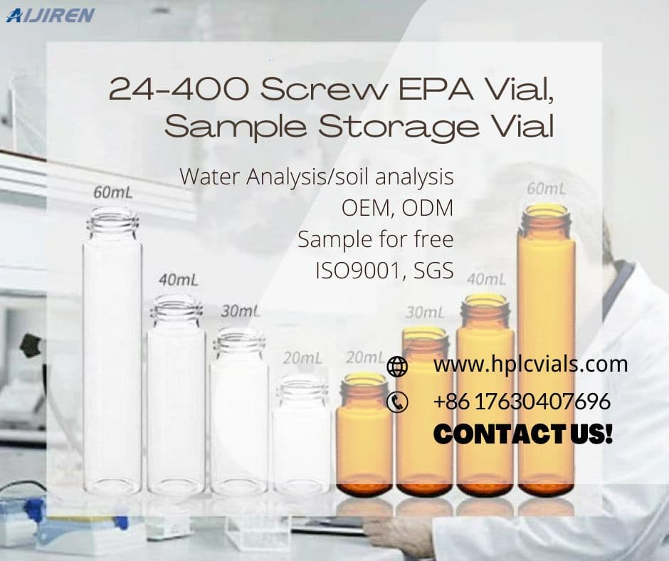 24-400 Screw EPA Vial, Sample Storage Borosilicate Glass Vial for Water Analysis/soil analysis