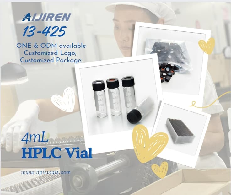 Laboratory analytical 2ml 13-425 amber screw thread hplc vial cap kit packing
