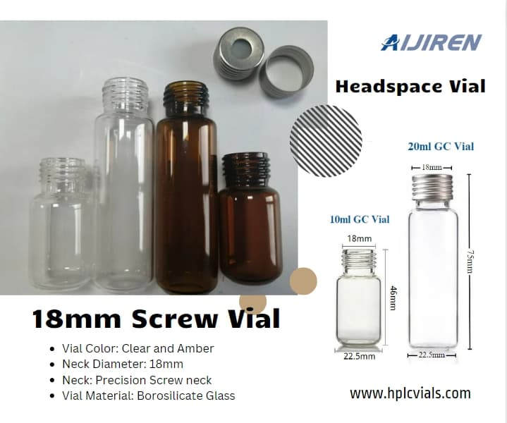 Frasco de headspace de 20ml10ml frasco de headspace de parafuso de 18 mm para preço de atacado