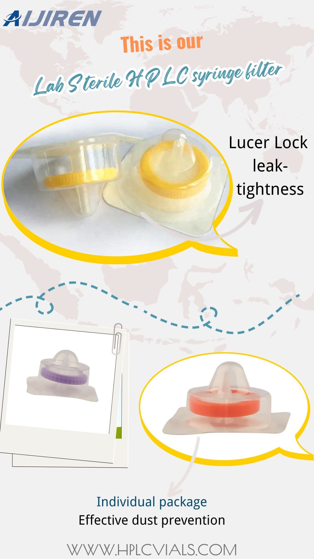 Vial con espacio de cabeza de 20 ml Filtro de jeringa de membrana Filtros de jeringa estériles de 0,22 micras