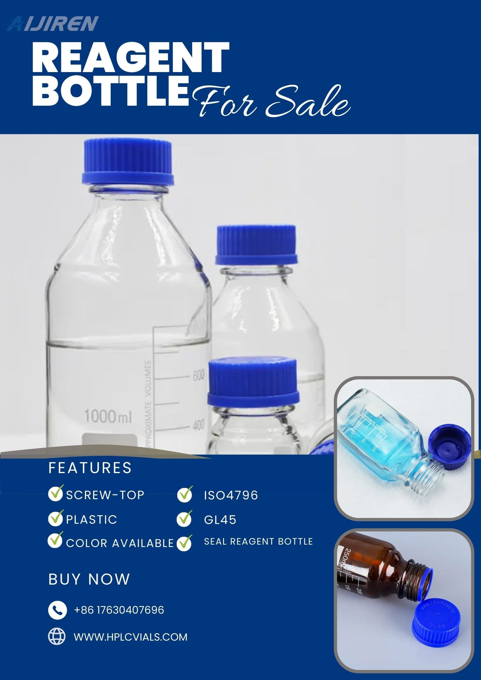 GL45 reagent Plastic bottle Cap for seal reagent bottle