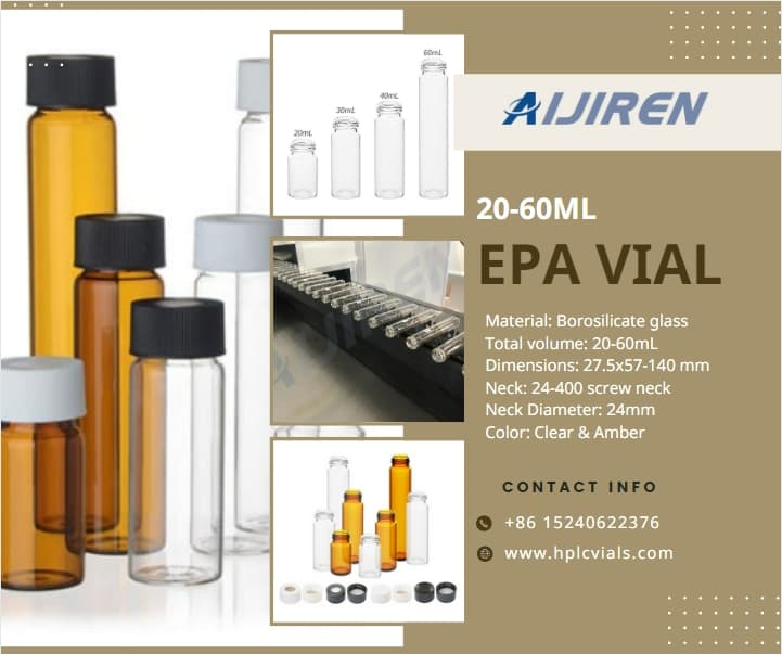 20ml headspace vial20ml-60ml storage vial 24-400 Screw Thread sample Vial EPA Storage