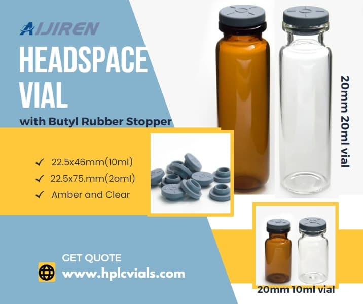 20ml headspace vial20mm 10ml 20ml Crimp Vials with Butyl Rubber Stopper