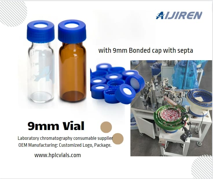 9mm Lab Autosampler Vial With 9mm Bonded cap with septa for Supply