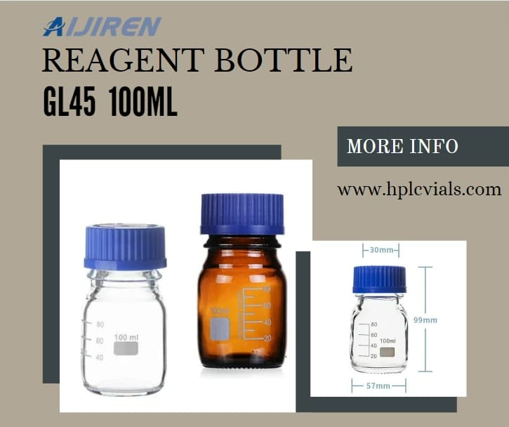 20ml headspace vial100ml Lab Round Glass Bottle with GL45 Blue Screw Cap Glass Media Storage Reagent Bottle