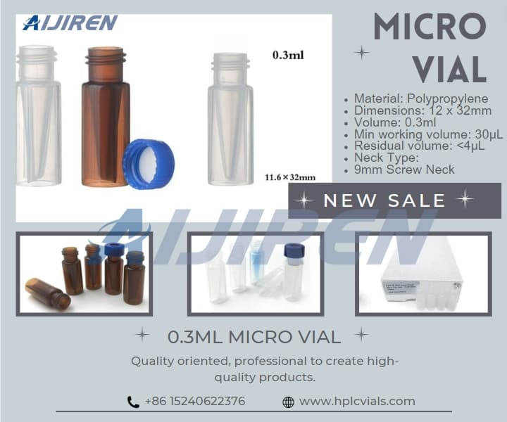 20ml headspace vial0.3ml 9mm Screw Neck Polypropylene Micro Vial