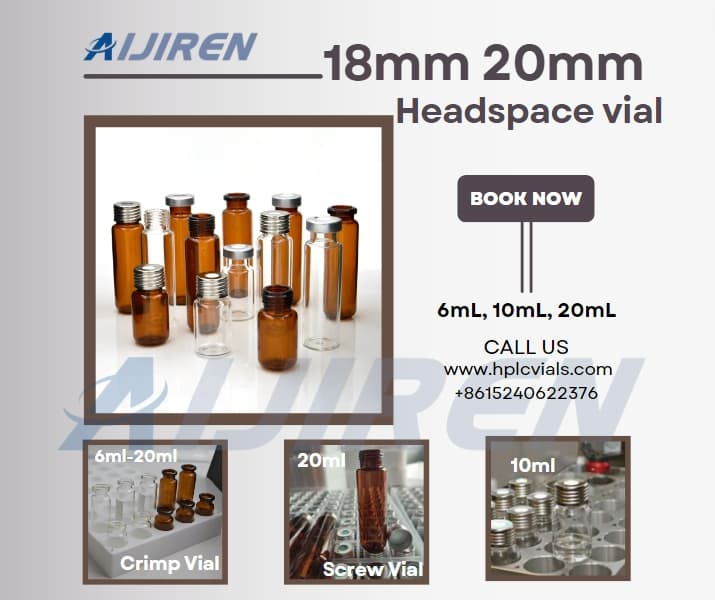 Lab chromatography 10ml Borosilicate Glass clear Crimp or Screw top butyl Rubber Stopper aluminum cap Headspace Vial