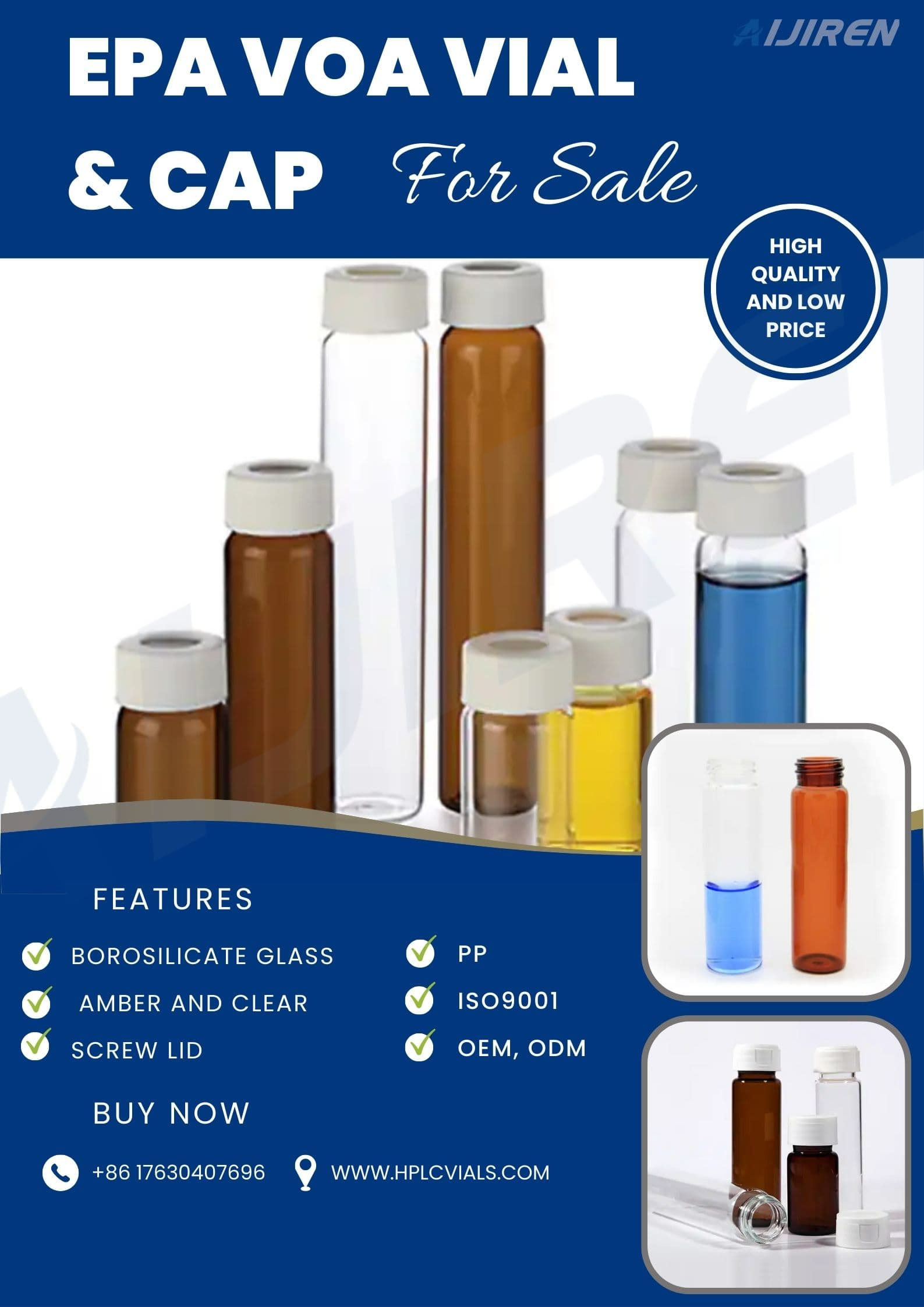 Free sample EPA vial for storage sample in wholesale price