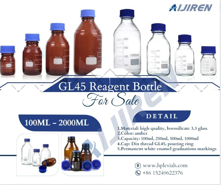 GL45 Thread Cap Amber or Clear Reagent Bottle