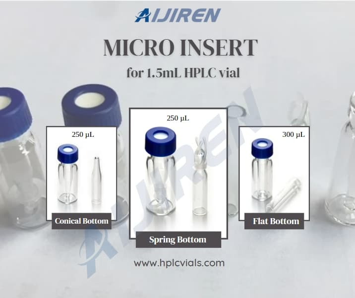 2ml autosampler vialFlat Conical Polyspring Bottom Micro Insert for 1.5mL HPLC Vial