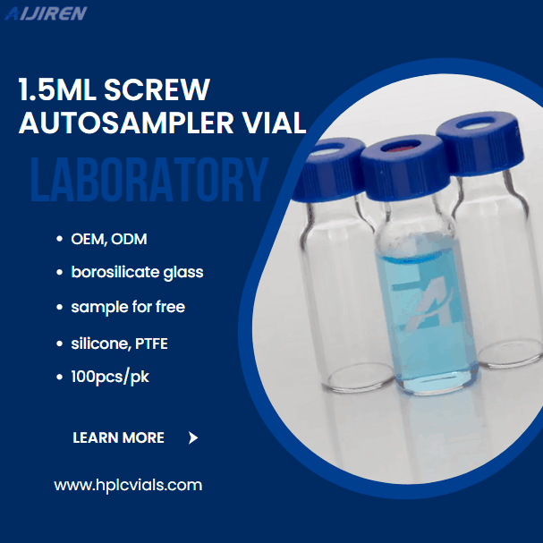 Vial con espacio de cabeza de 20 ml9-425 Tapa de rosca HPLCPTFE de 2 ml\/Silicona\/Vial de goma Vial con rosca para cromatografía