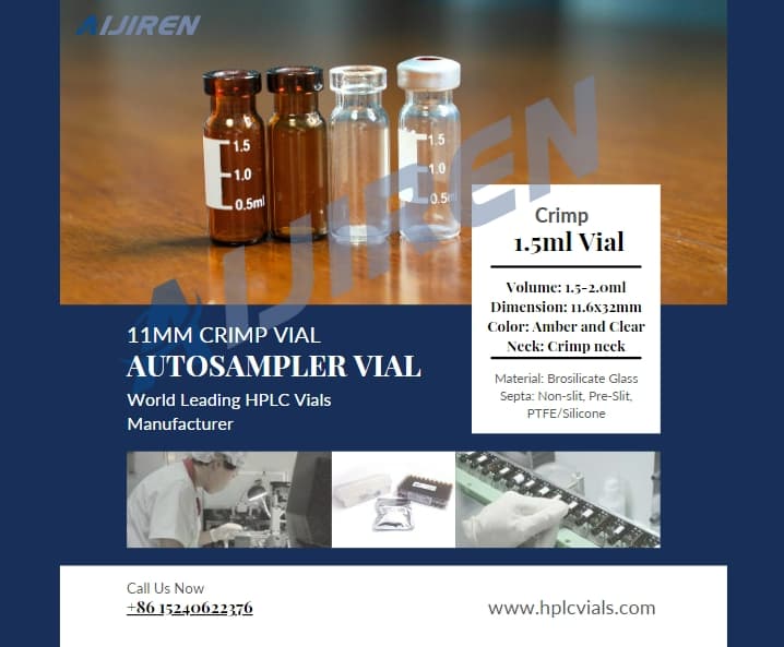 Vial con espacio de cabeza de 20 ml, tapa engarzada de 11 mm, fabricante de viales para muestreador automático de 2 ml