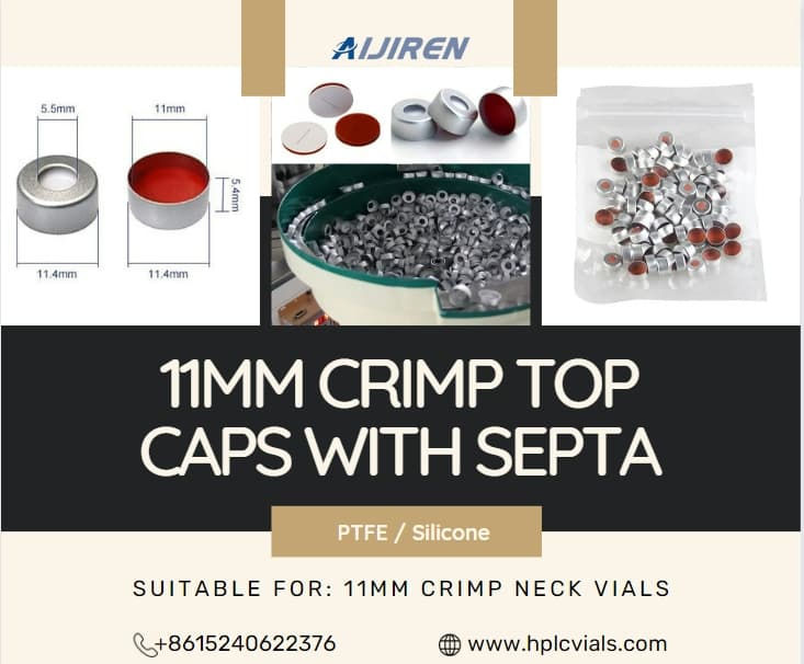 11mm Crimp Top Caps with Septa for Crimp HPLC Vial