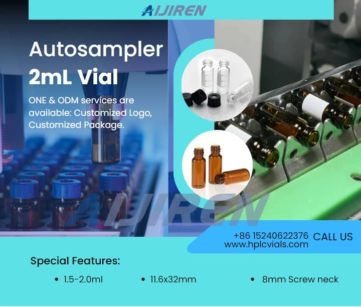 Vial de espacio de cabeza de 20 ml Vial de inyector automático HPLC ámbar de 8 mm y 2 ml para venta al por mayor