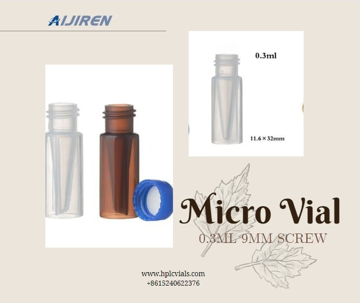Lab Polypropylene Micro Vial, 9mm Screw Neck, 0.3ml, Clear or Amber