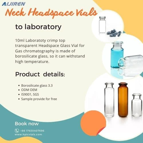 Lab glassware crimp top transparent gas chromatography headspace Vial price