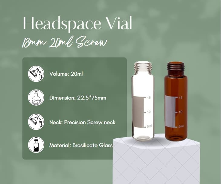 frasco de headspace de 20ml20ml frasco de headspace transparente, frasco de parafuso