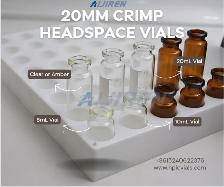 Frasco de headspace de 20ml Frasco de headspace superior crimpado de 20 mm